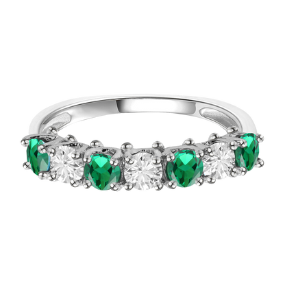 Sterling Silver Gemstone and Lab Created White Sapphire Alternating Band Ring