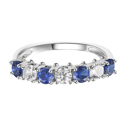Sterling Silver Gemstone and Lab Created White Sapphire Alternating Band Ring