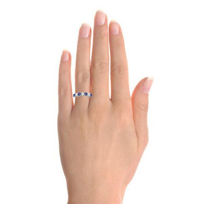 Sterling Silver Gemstone and Lab Created White Sapphire Alternating Band Ring