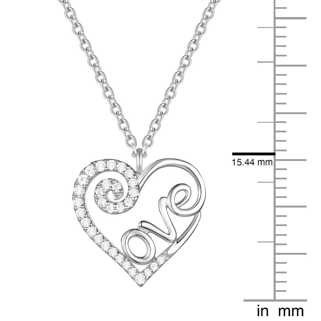 Love Letter Sterling Silver Heart 1/5 Lab Grown Diamond Pendant Necklace F - G / VS1 - VS2