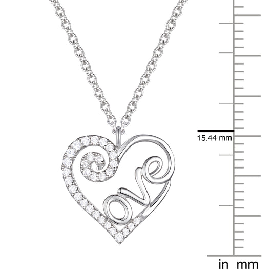 Love Letter Sterling Silver Heart 1/5 Lab Grown Diamond Pendant Necklace F - G / VS1 - VS2