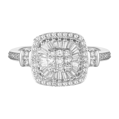 Elegant 75-Diamond Cushion Shape Ring with Round and Baguette Cut, 14K Gold Options (1/2 cttw, I-J, I2-I3)