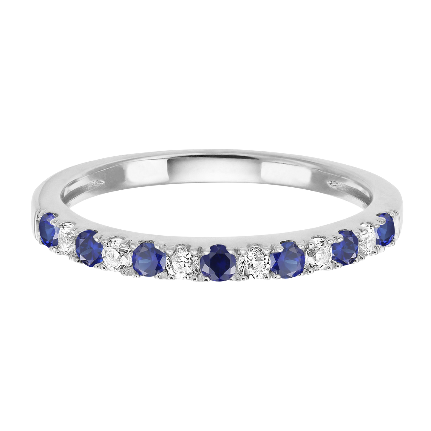 10K Genuine Gemstone & 1/6 ct tw Diamond Alternating Band Ring