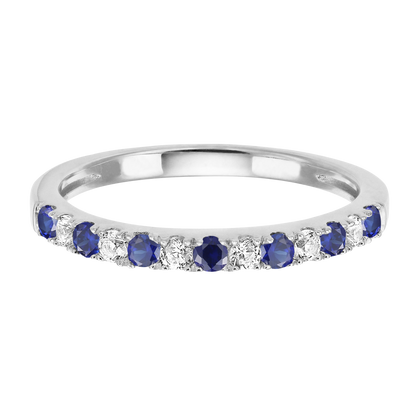 10K Genuine Gemstone & 1/6 ct tw Diamond Alternating Band Ring