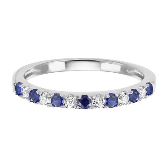 10K Genuine Gemstone & 1/6 ct tw Diamond Alternating Band Ring