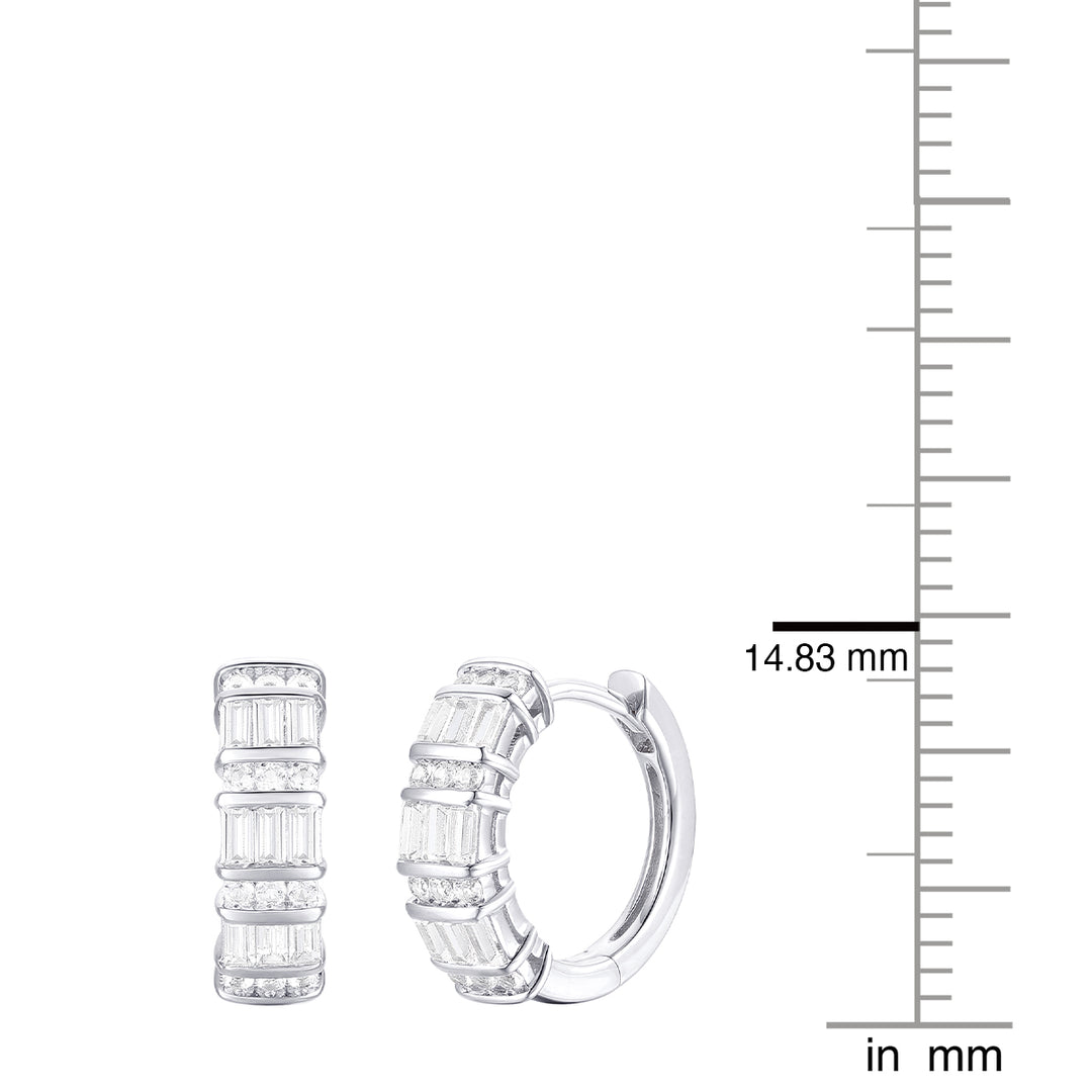 10K White Gold 1/2 ct tw Diamond Channel Set Huggie Hoop Earring (I-I2)