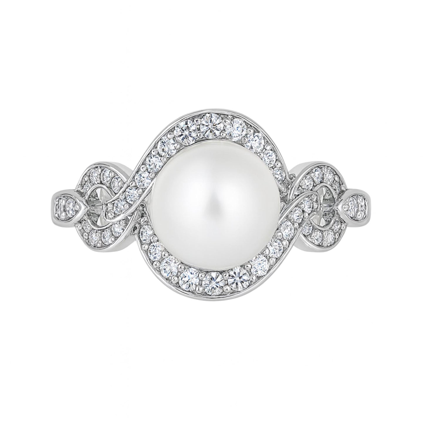 Sterling Silver Cultured Freshwater Pearl & Lab Created White Sapphire Ring