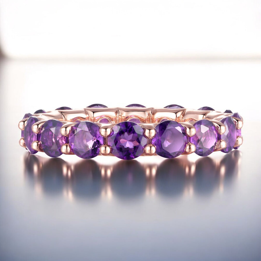 Sterling Silver Gemstone Eternity Band Ring