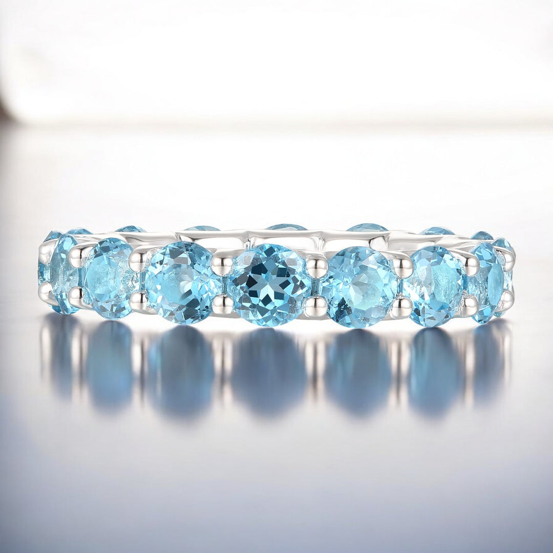 Sterling Silver Gemstone Eternity Band Ring
