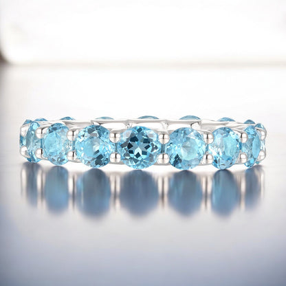 Sterling Silver Gemstone Eternity Band Ring