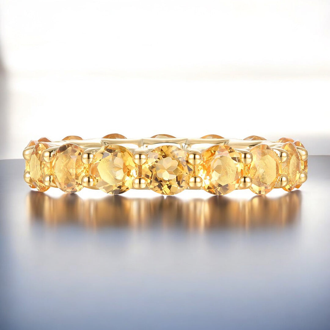 Sterling Silver Gemstone Eternity Band Ring