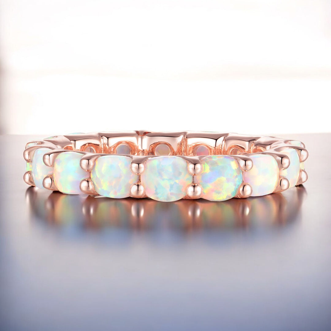 Sterling Silver Gemstone Eternity Band Ring