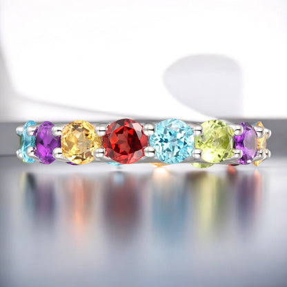 Sterling Silver Gemstone Eternity Band Ring