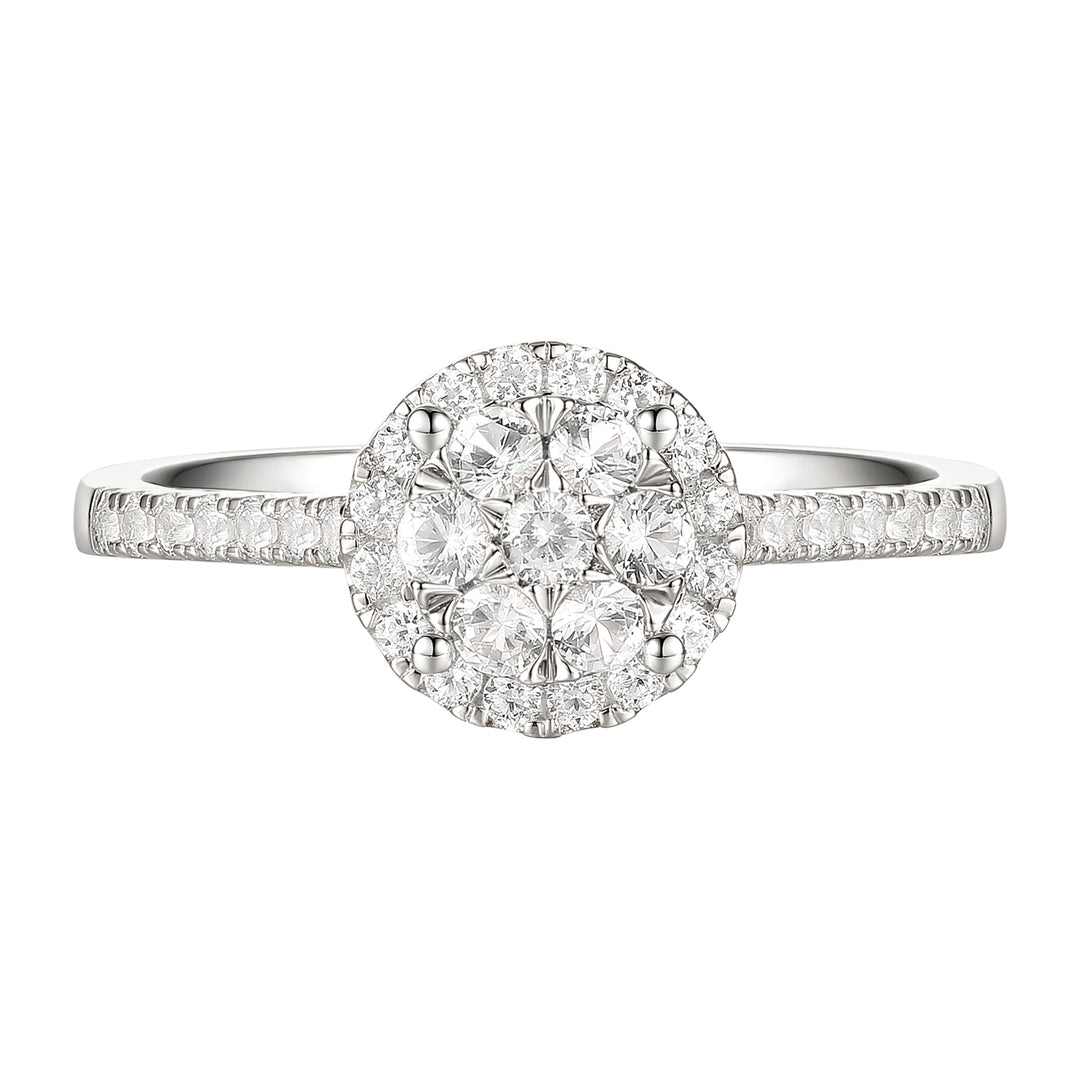 10K White Gold 1/2 ct tw Diamond Halo Ring (I-I2)