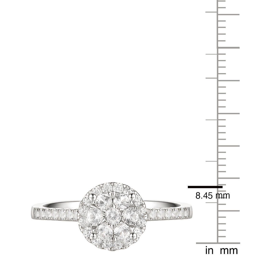 10K White Gold 1/2 ct tw Diamond Halo Ring (I-I2)