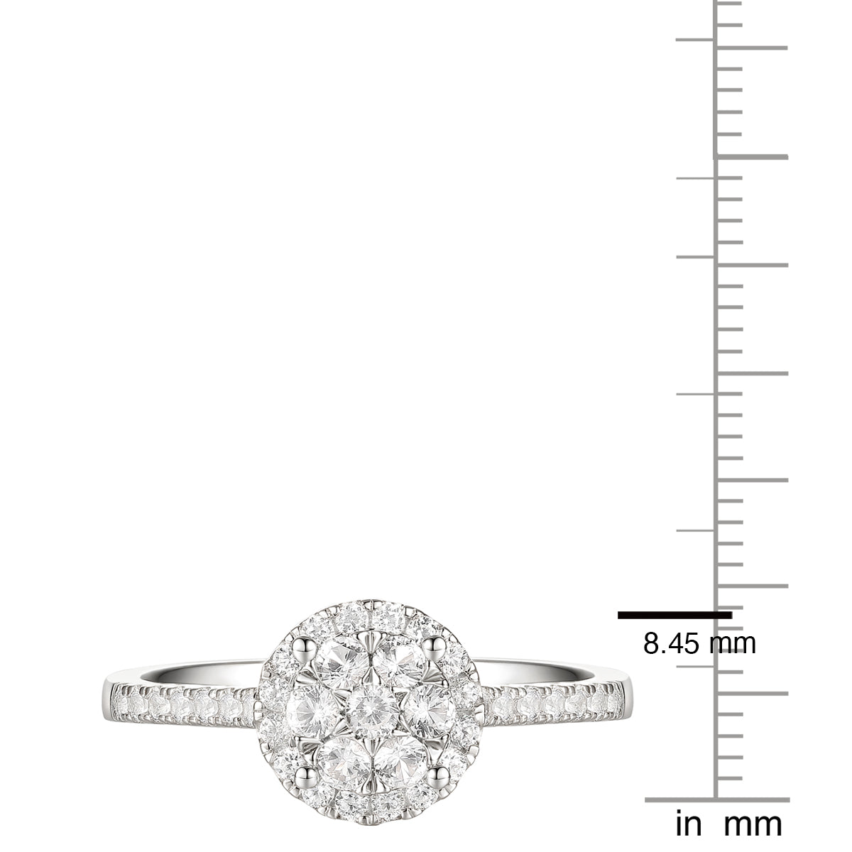10K White Gold 1/2 ct tw Diamond Halo Ring (I-I2)
