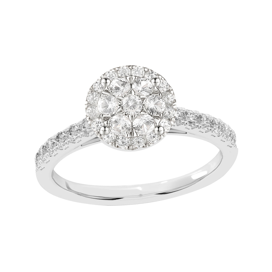 10K White Gold 1/2 ct tw Diamond Halo Ring (I-I2)