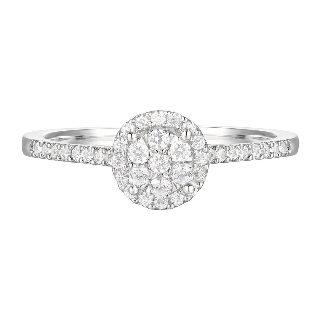 10K White Gold 1/4 ct tw Diamond Halo Ring (I-I2)