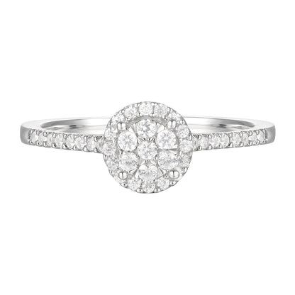 10K White Gold 1/4 ct tw Diamond Halo Ring (I-I2)
