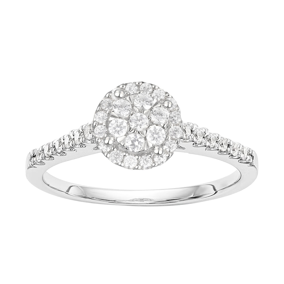 10K White Gold 1/4 ct tw Diamond Halo Ring (I-I2)