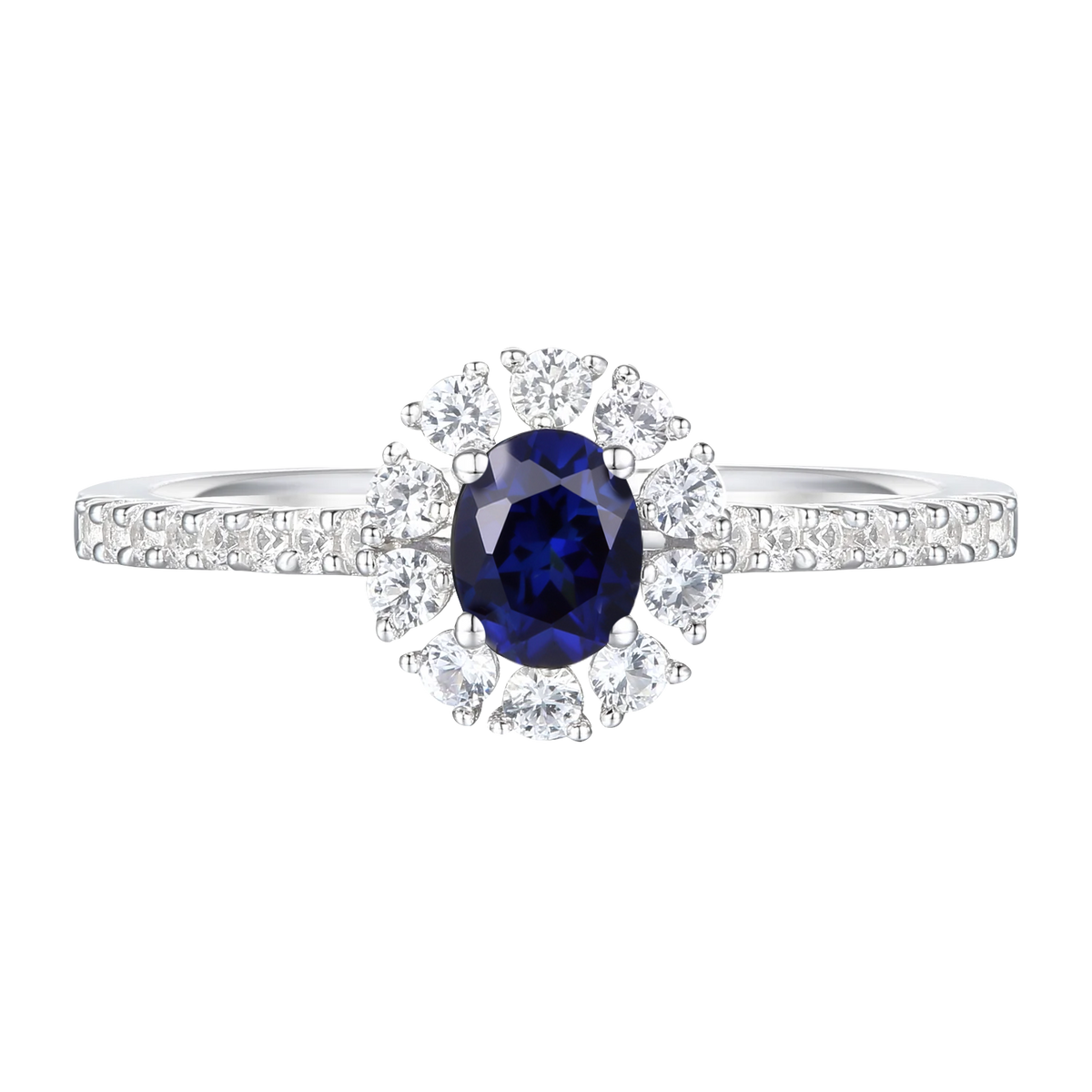 10K Genuine Gemstone & 1/3 ct tw Diamond Oval Halo Ring