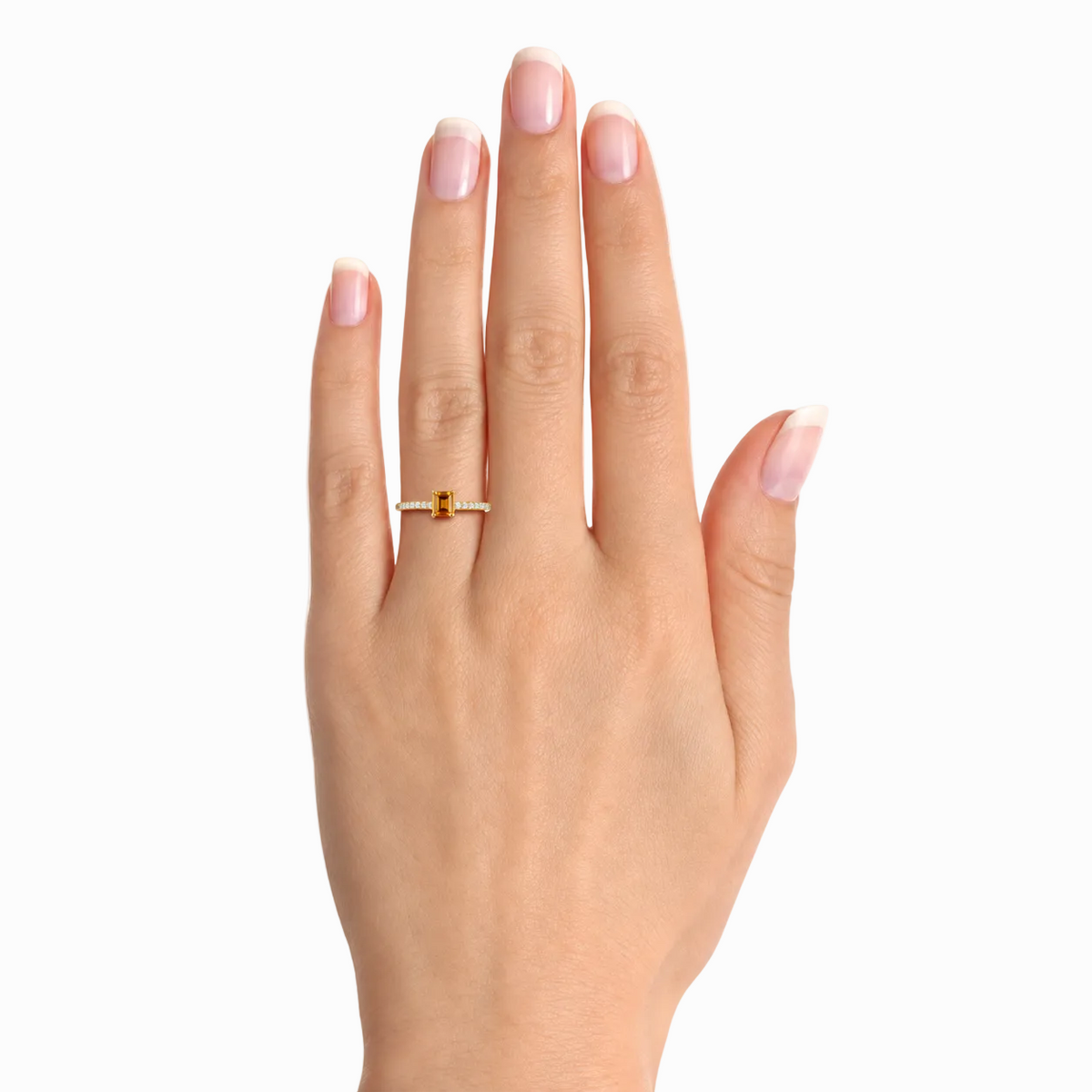 Sterling Silver Square Cut Gemstone and Diamond Accent Solitaire Ring - view 15