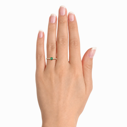 Sterling Silver Square Cut Gemstone and Diamond Accent Solitaire Ring - view 6