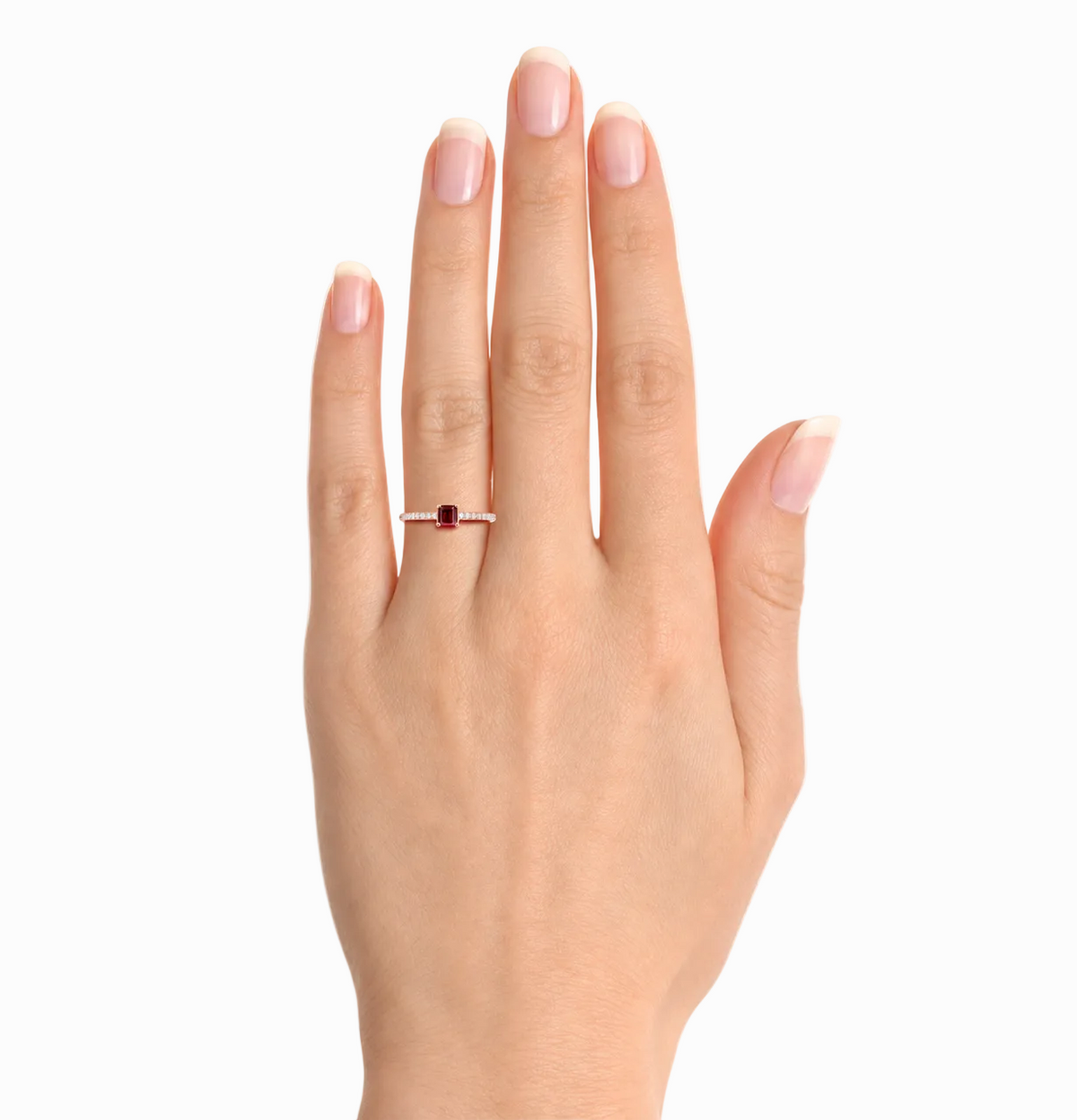 Sterling Silver Square Cut Gemstone and Diamond Accent Solitaire Ring