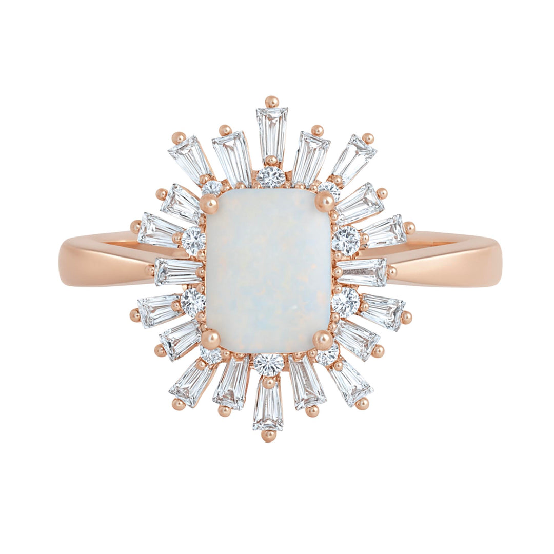 Sterling Silver Lab Created Opal & White Sapphire Cocktail Ring