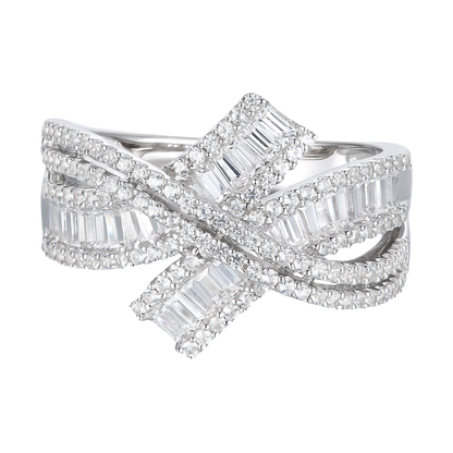 10K White Gold 1 ct tw Diamond By-Pass Ring