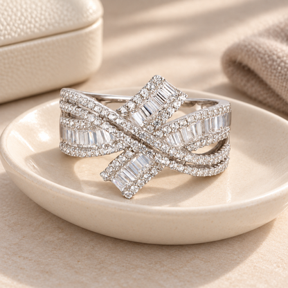 10K White Gold 1 ct tw Diamond By-Pass Ring