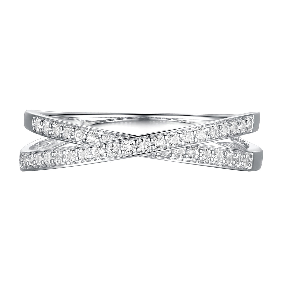 Sterling Silver 1/4 ct tw Diamond Criss-Cross Band Ring (I-I2)