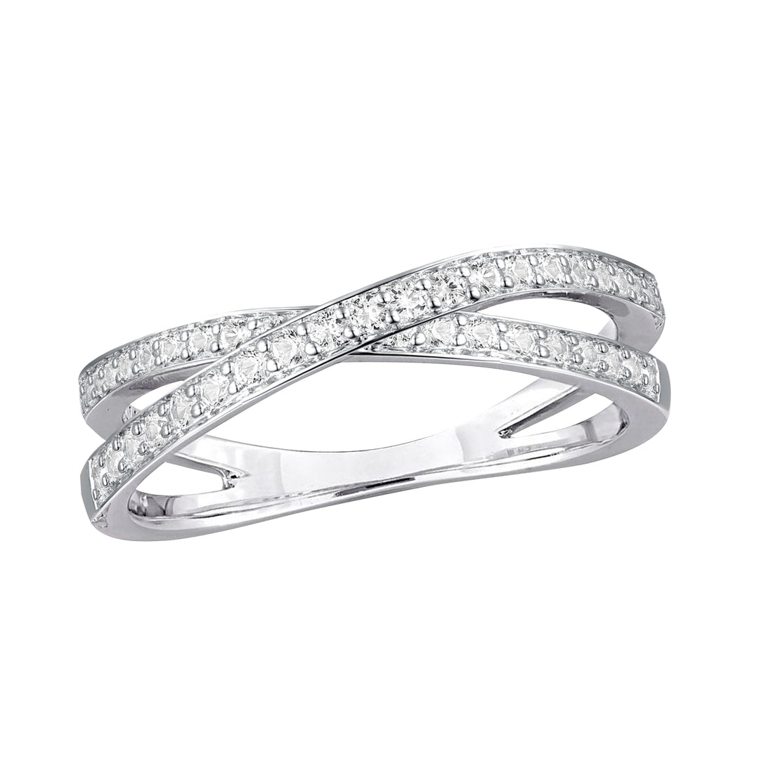 Sterling Silver 1/4 ct tw Diamond Criss-Cross Band Ring (I-I2)