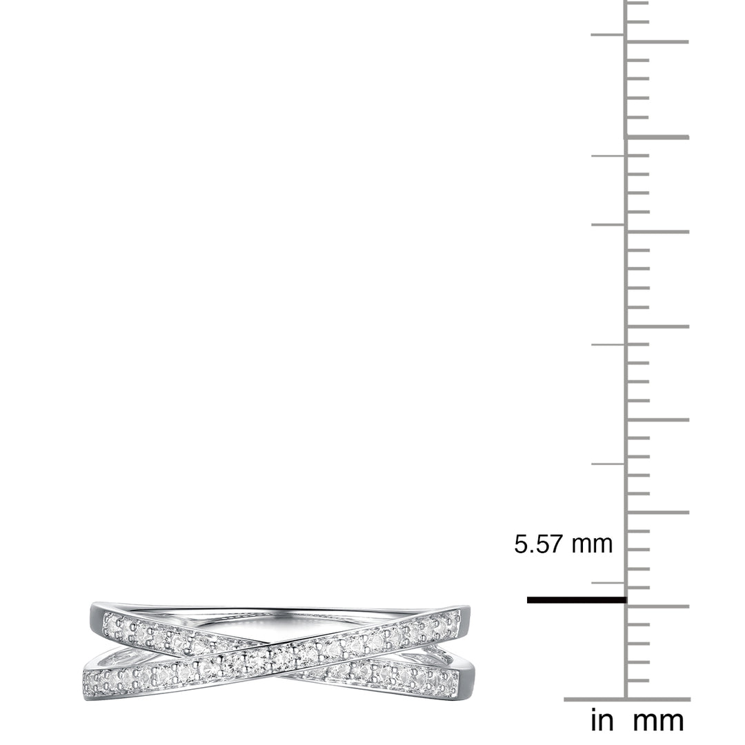 Sterling Silver 1/4 ct tw Diamond Criss-Cross Band Ring (I-I2)