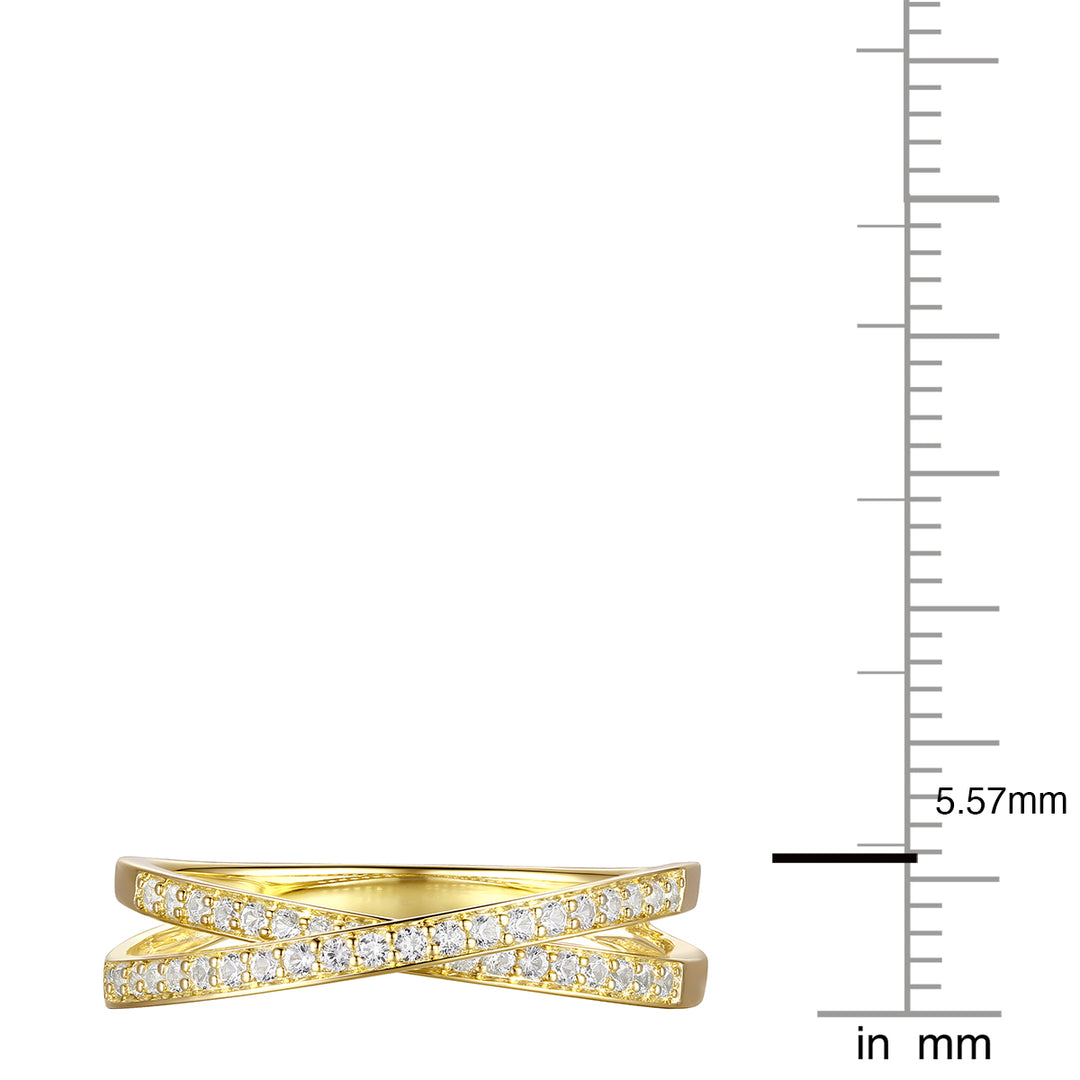 14K Yellow Gold over Sterling Silver 1/4 ct tw Diamond Criss-Cross Band Ring (I-I2)