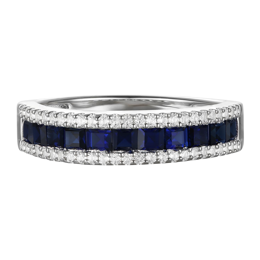 10K Genuine Gemstone & 1/4 ct tw Diamond Band Ring