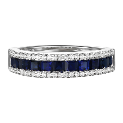 10K Genuine Gemstone & 1/4 ct tw Diamond Band Ring