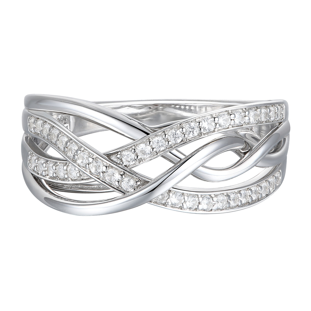 Sterling Silver 1/4 ct tw Diamond Woven Band Ring (I-I2)