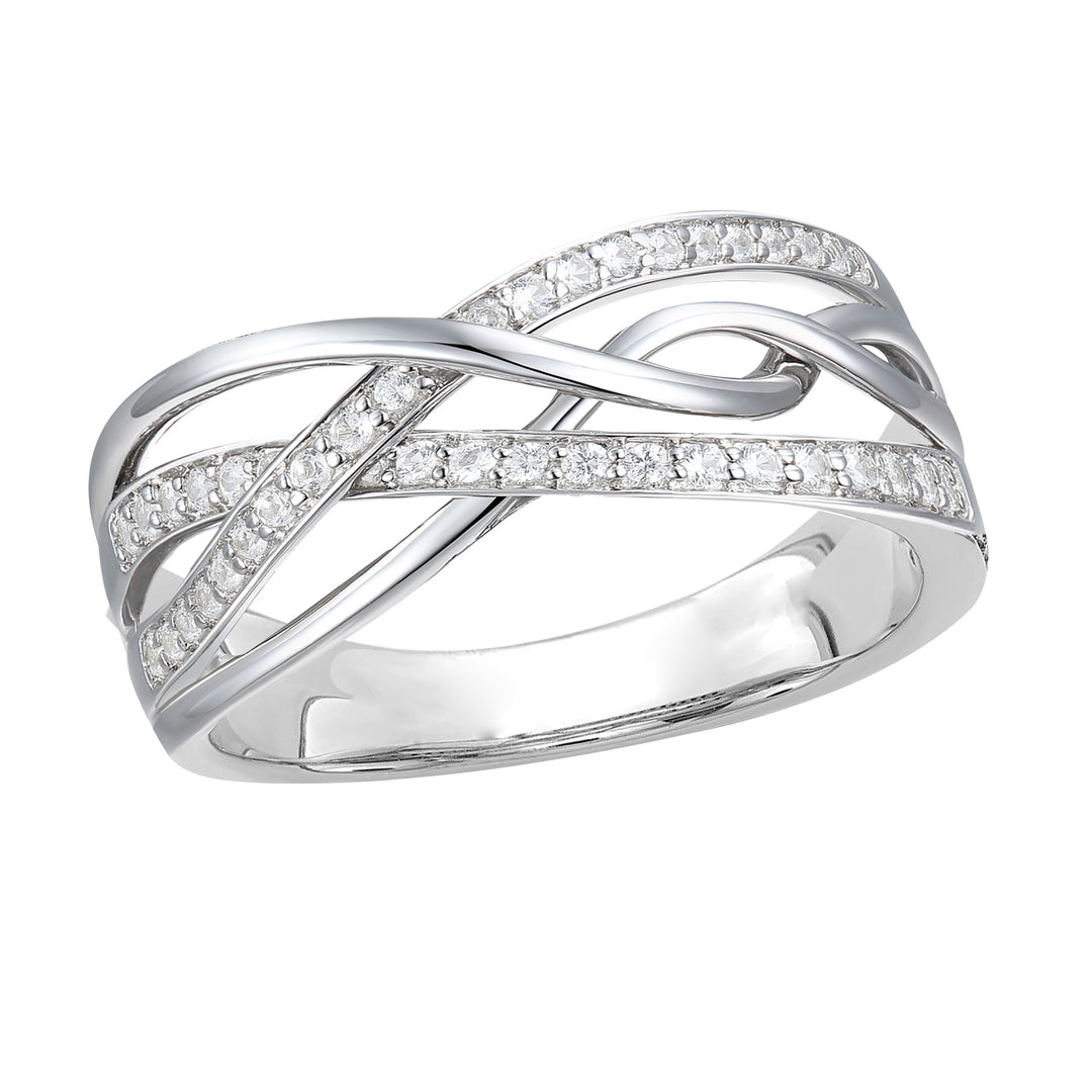 Sterling Silver 1/4 ct tw Diamond Woven Band Ring (I-I2)