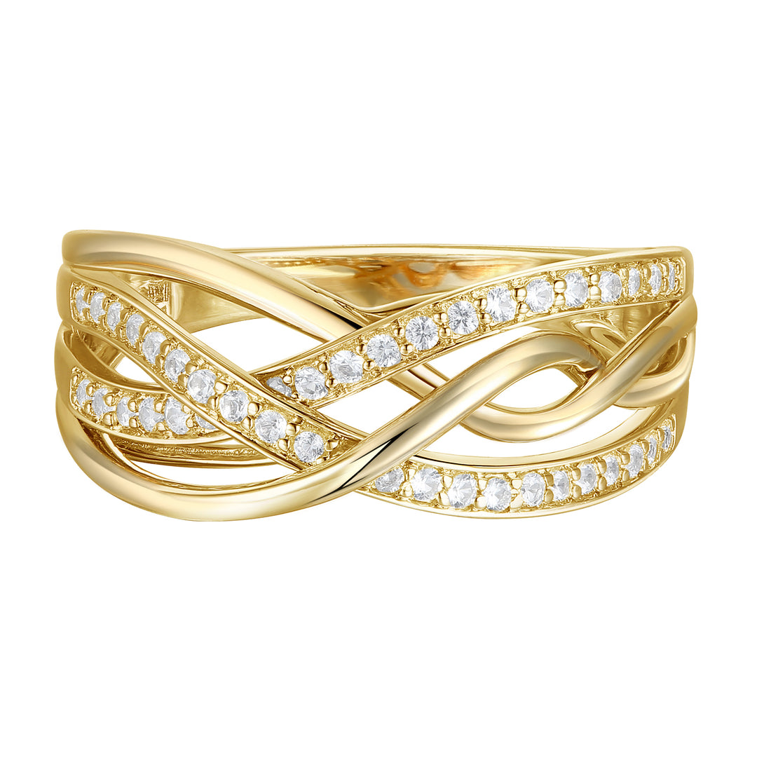 14K Yellow Gold over Sterling Silver 1/4 ct tw Diamond Woven Band Ring (I-I2)