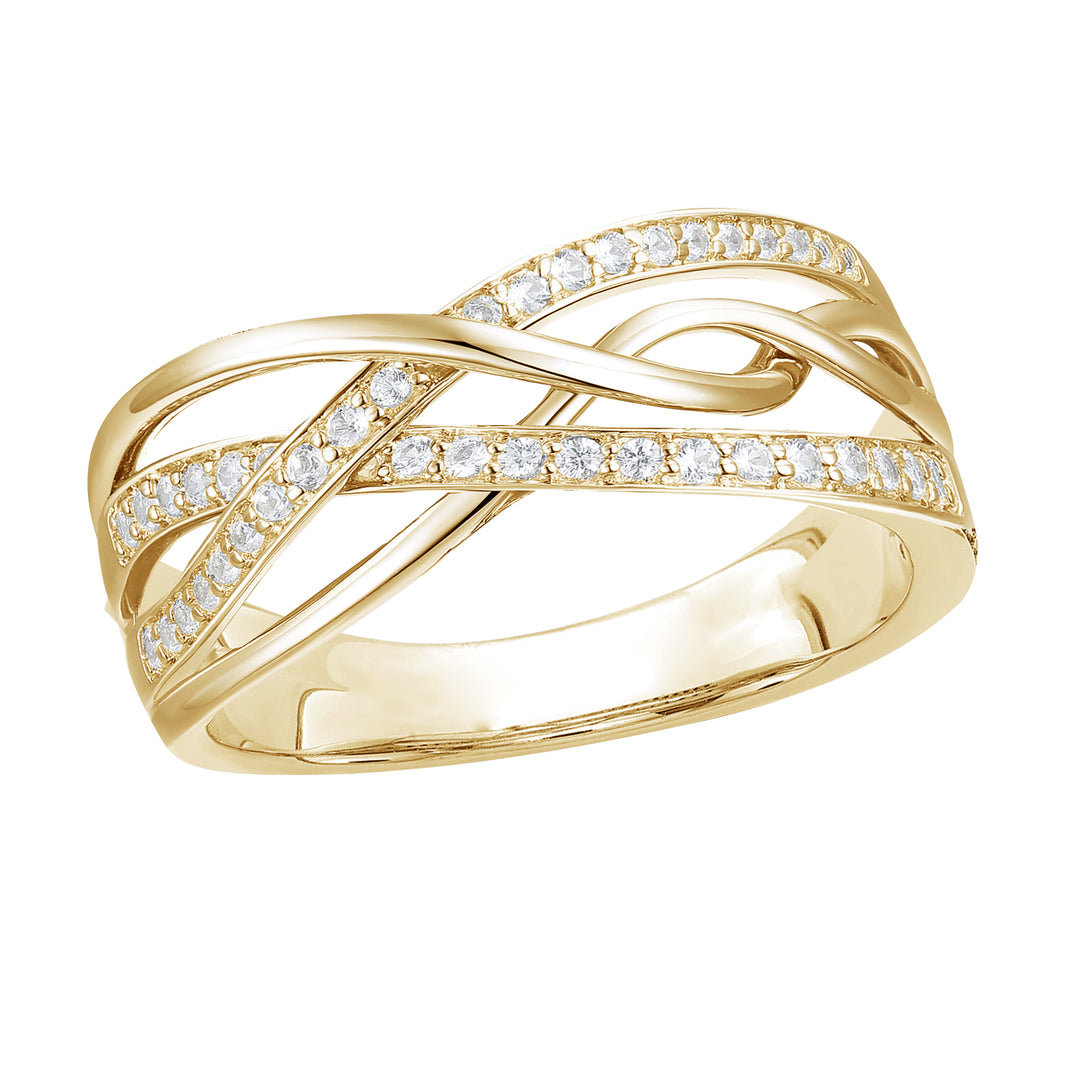 14K Yellow Gold over Sterling Silver 1/4 ct tw Diamond Woven Band Ring (I-I2)