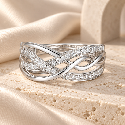 Sterling Silver 1/4 ct tw Diamond Woven Band Ring (I-I2)