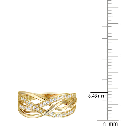 14K Yellow Gold over Sterling Silver 1/4 ct tw Diamond Woven Band Ring (I-I2)