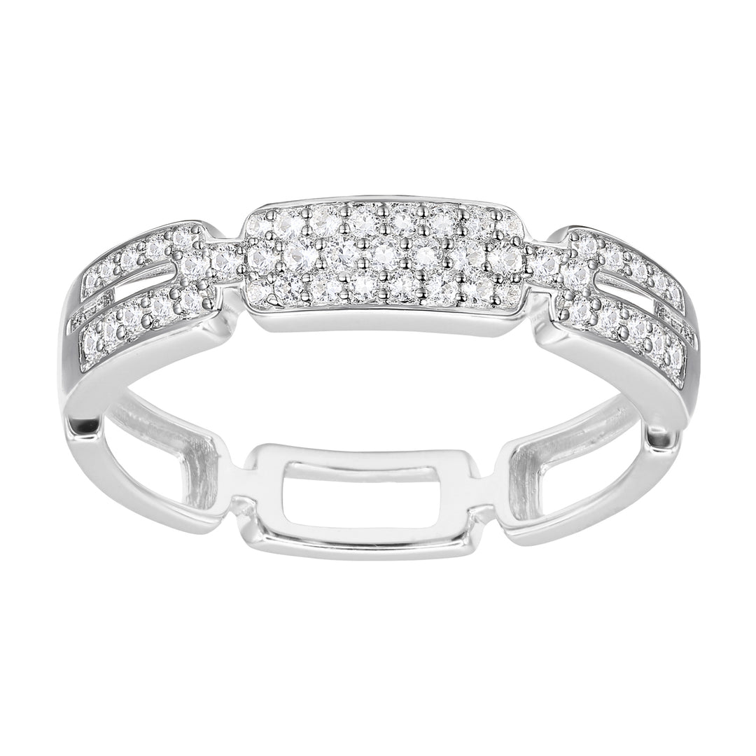 10K White Gold 1/4 ct tw Diamond Link Ring (I-I2)