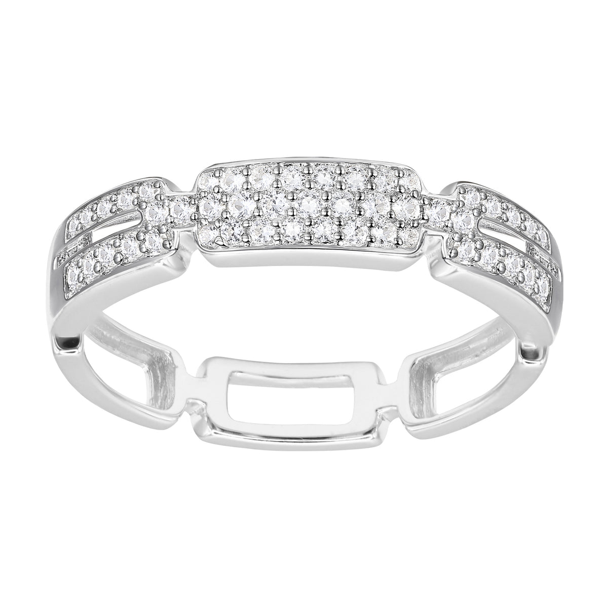 10K White Gold 1/4 ct tw Diamond Link Ring (I-I2)
