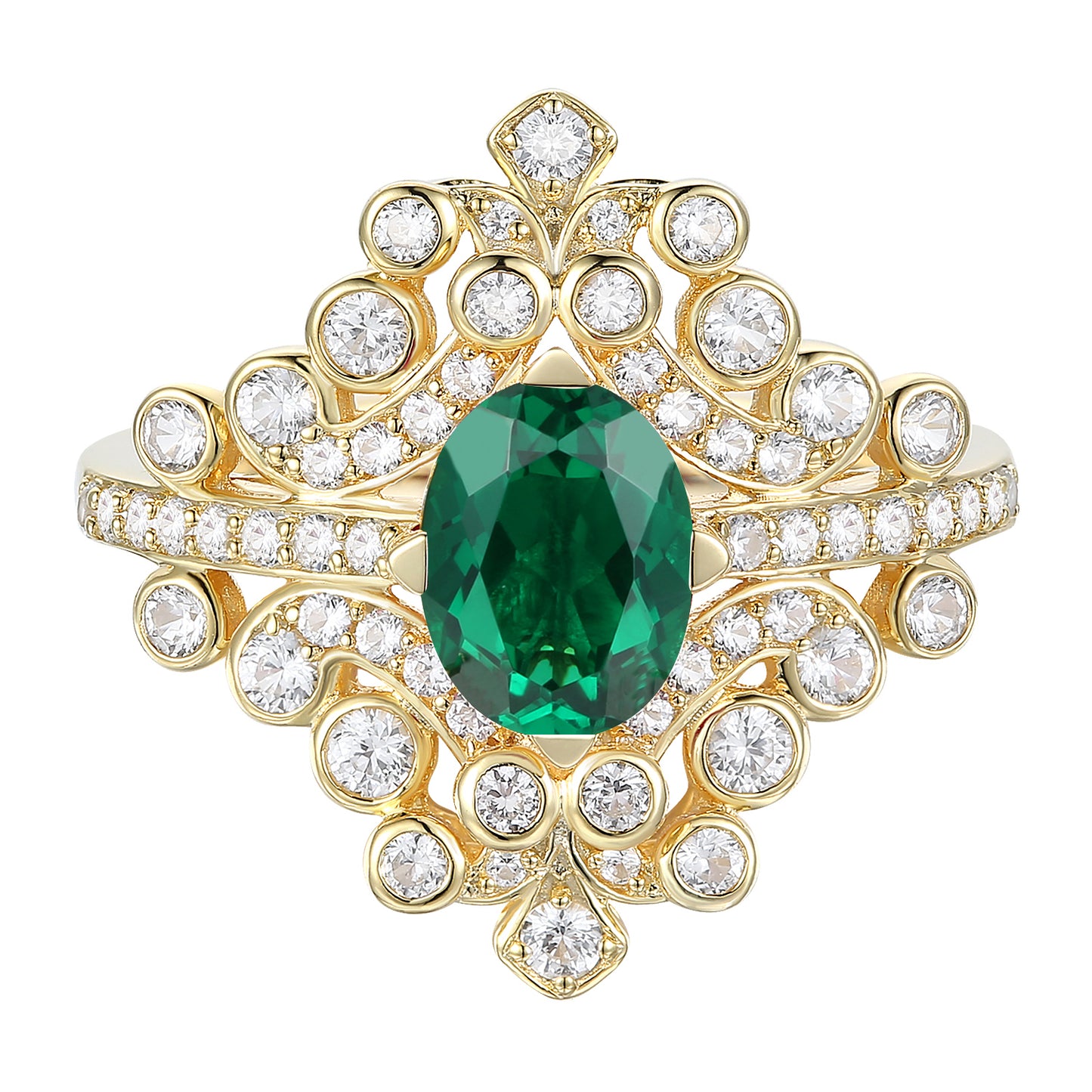 Sterling Silver Lab Created Gemstone Cocktail Ring