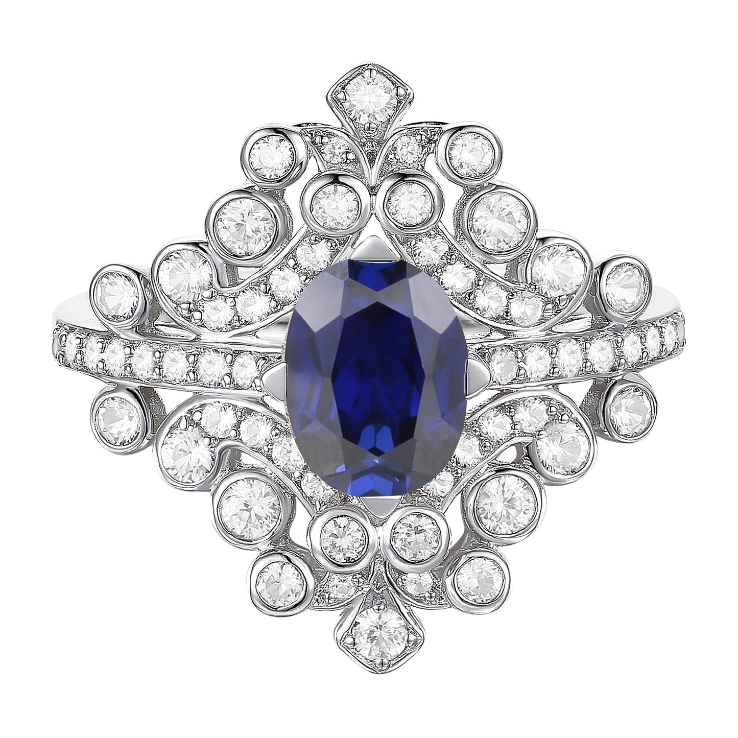 Sterling Silver Lab Created Gemstone Cocktail Ring