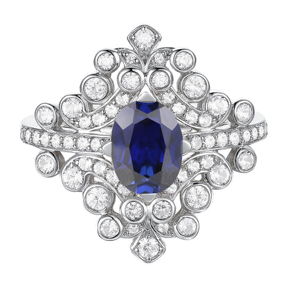 Sterling Silver Lab Created Gemstone Cocktail Ring