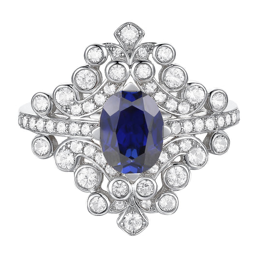 Sterling Silver Lab Created Gemstone Cocktail Ring