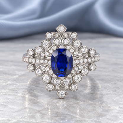 Sterling Silver Lab Created Gemstone Cocktail Ring